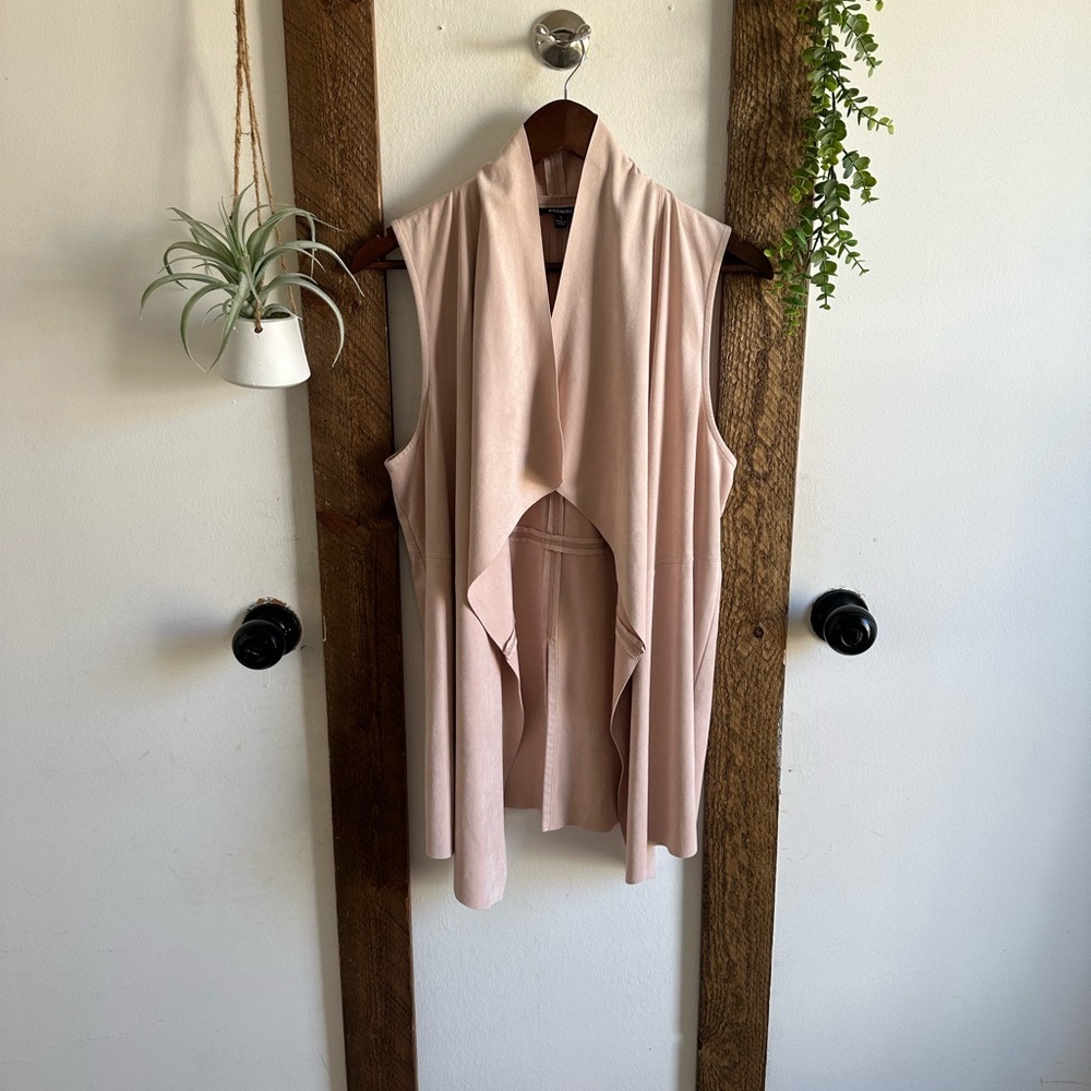New Premise Women’s Faux Leather Suede Dusty Pink Vest Jacket Size Small - Picture 9 of 16